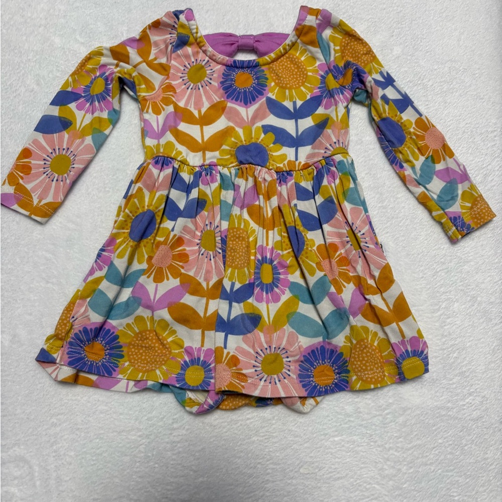 Little Sleepies Petal Power Dress 3-6M Bamboo Bow Back VGUC